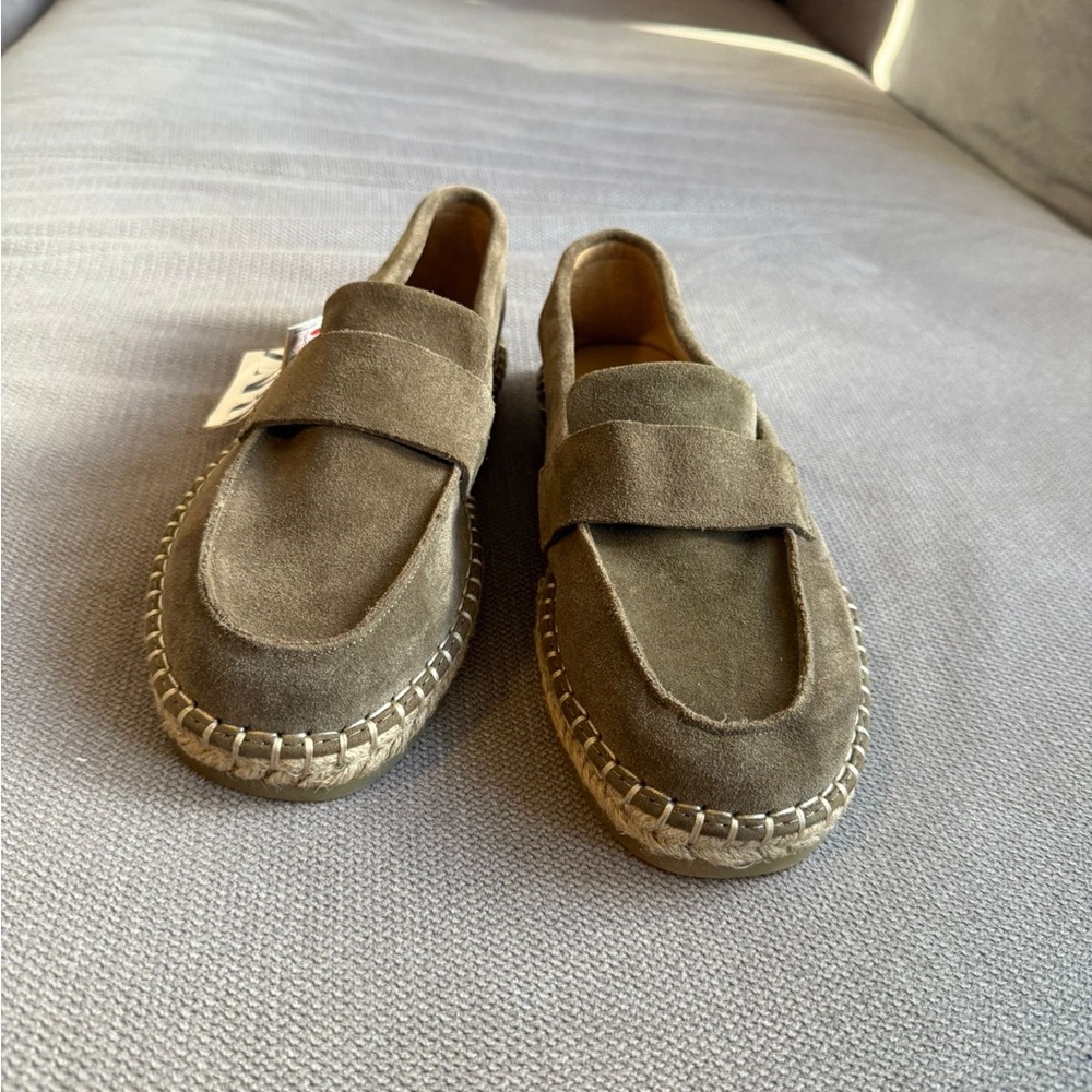 Zara Olive Green Loafers